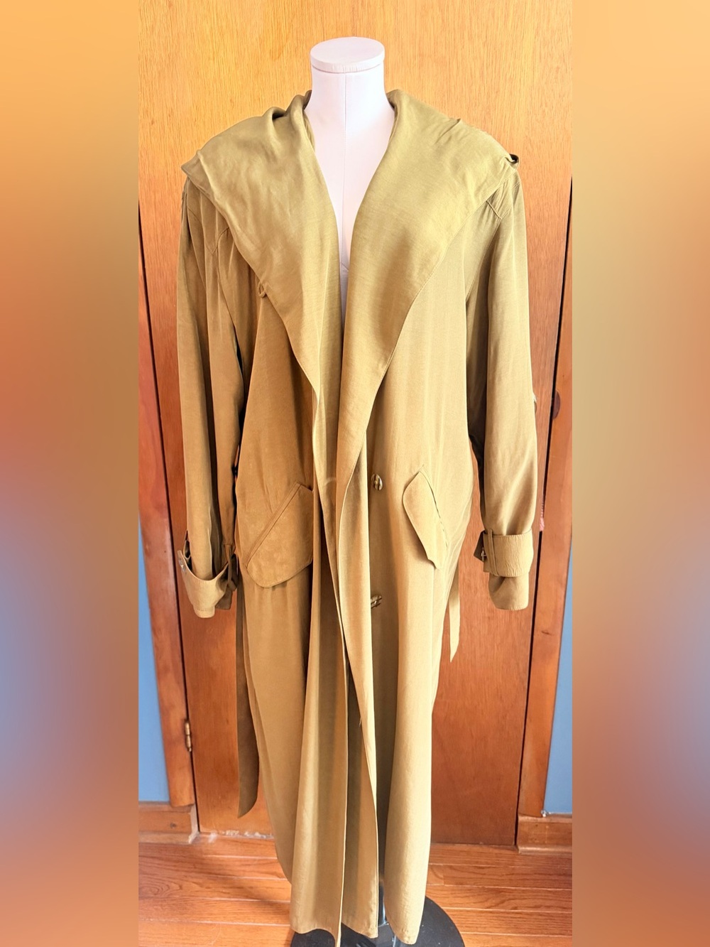 Vintage J. Gallery Women's Lightweight relaxed fit Trench Coat - Olive Sz 10